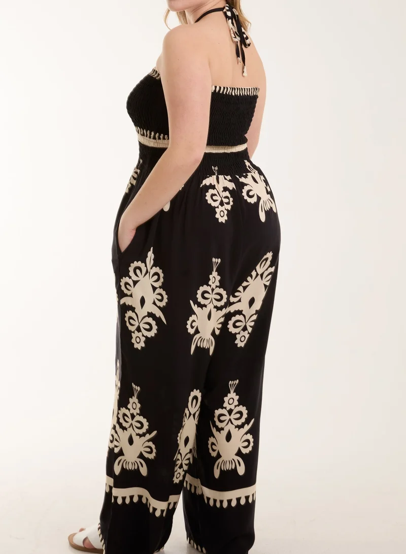 بلو فانيلا Strapless Bardot Elasticated Jumpsuit With Pocket